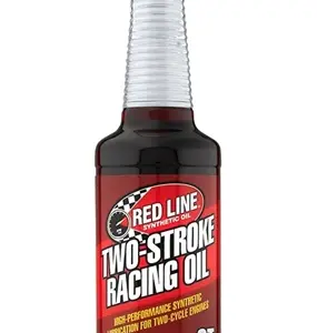 A 454ml bottle of Two-Stroke Racing Oil Redline Oil, designed for high-performance synthetic lubrication in two-stroke engines.