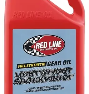 A red 1-gallon container of Import placeholder for 1916 with a blue label, designed for wet-sump/splash gearboxes and differentials.
