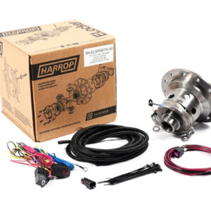 An Import placeholder for 1955 kit featuring a differential unit, wiring looms, cable ties, switch, and a branded box with product details and diagrams, all displayed on a white background.