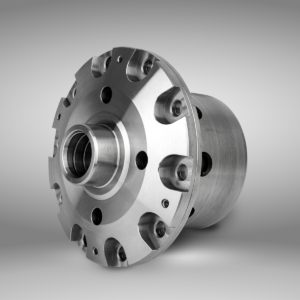 The Toyota Hilux 8" Kaaz 1.5 way LSD unit is a precision-engineered cylindrical metal component with multiple holes and bolts, shown against a plain grey background.