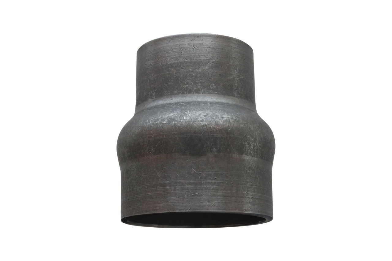 A metallic pipe reducer fitting with a smooth, tapered shape, similar in design to solid pinion spacers, transitions from a wider diameter at the top to a narrower diameter at the bottom, set against a plain white background.