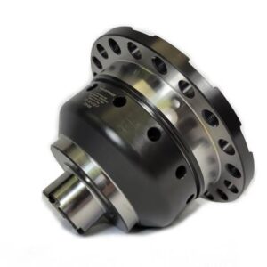 A metal automotive differential with several machined holes and a flange around its top edge, shown on a white background.